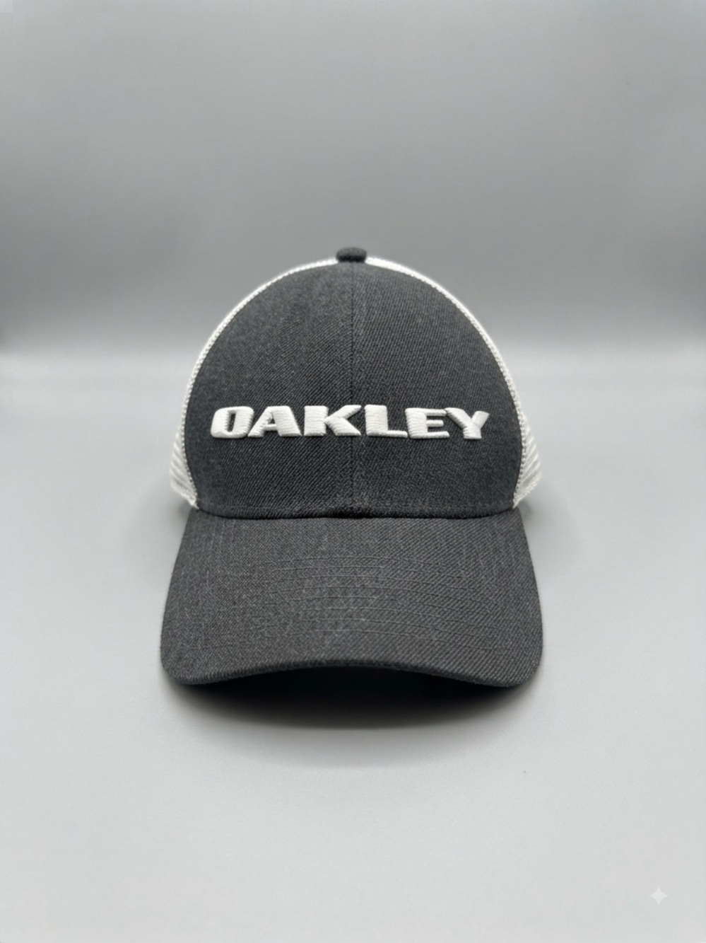 Oakley Black and White Mesh Logo Trucker Hat